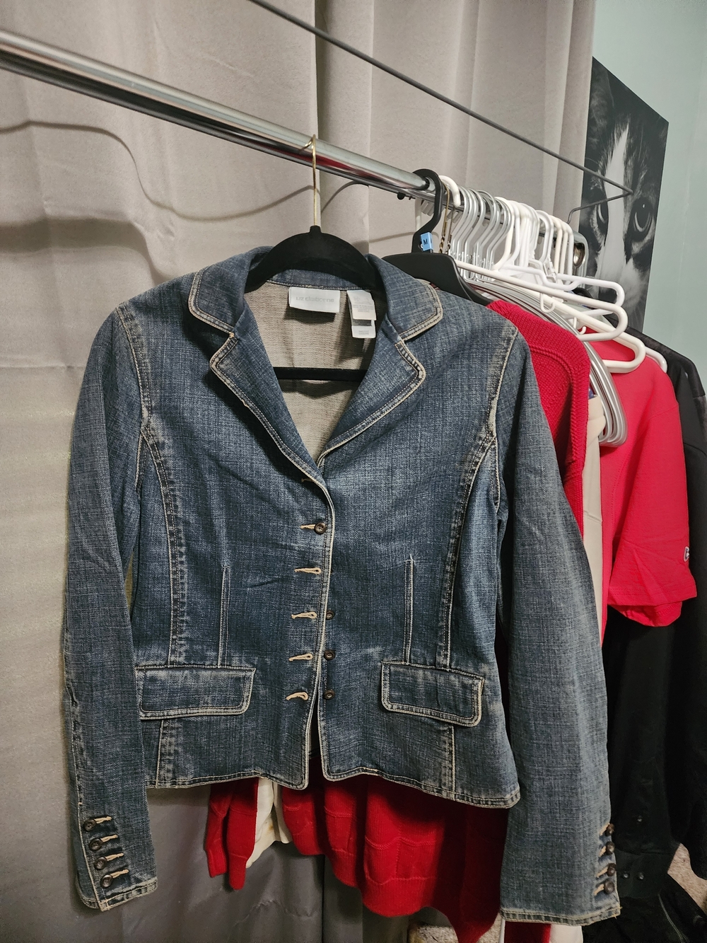 Liz Claiborne Tailored Denim Blazer Jacket - Blue